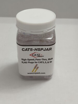 RJ45 Network Cables Modular Plug CAT5e UTP Connector End Pass Through 100 pc Jar