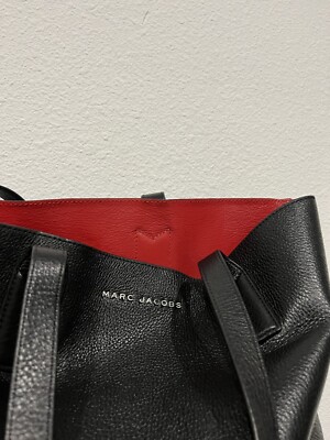 Marc Jacobs Reversible Dual Leather Black Red Large Tote + Wallet