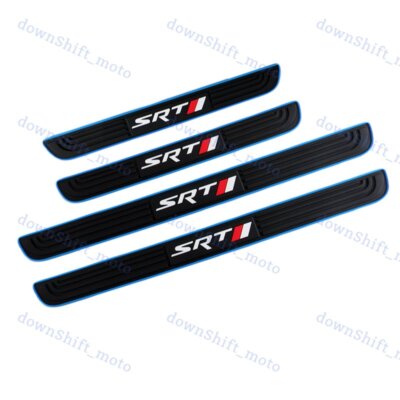 For Dodge SRT 4PCS Blue B Rubber Car Door Scuff Sill Cover Panel Step Protector