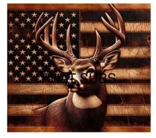 20oz Sublimation Tumbler Wrap Leather American Deer Ready To Press Heat Transfer