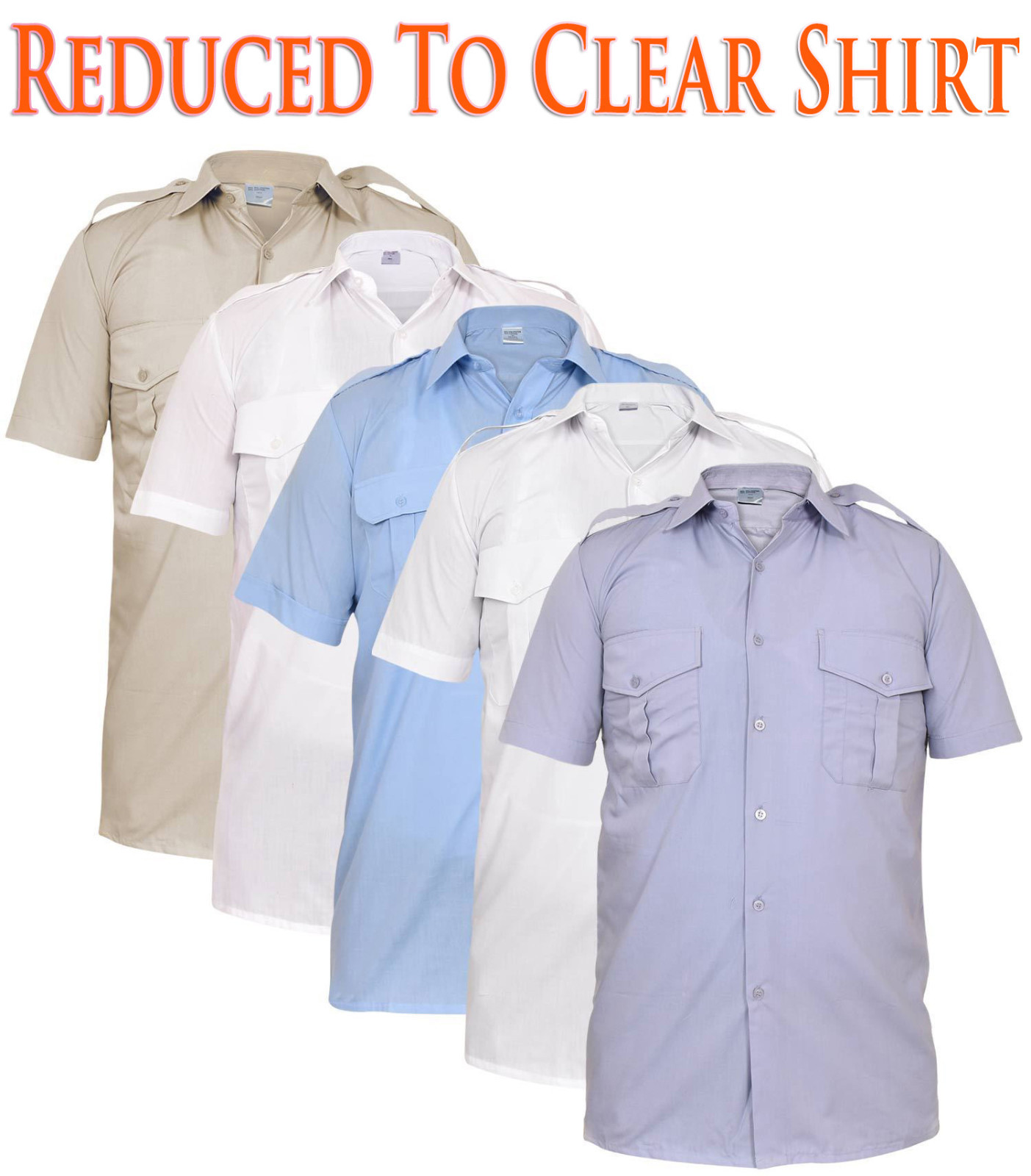 Mens Pilot Uniform Short Sleeve Epaulettes Security Guard Work White