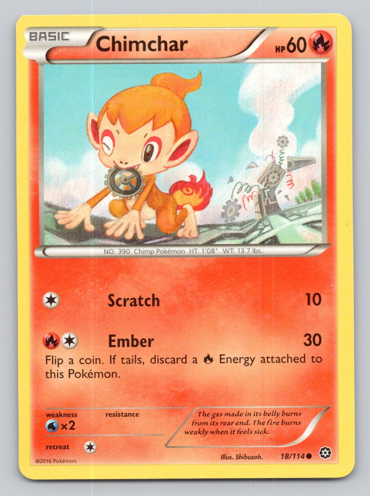 2016 Chimchar Pokemon Card Steam Siege #18 Base Set