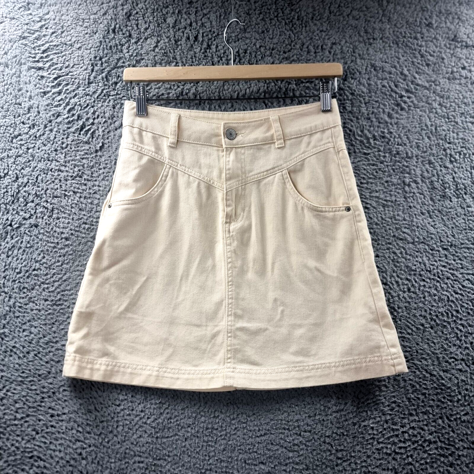 Anko Womens Mini A-line Skirt Size 8 Ivory Cream Denim