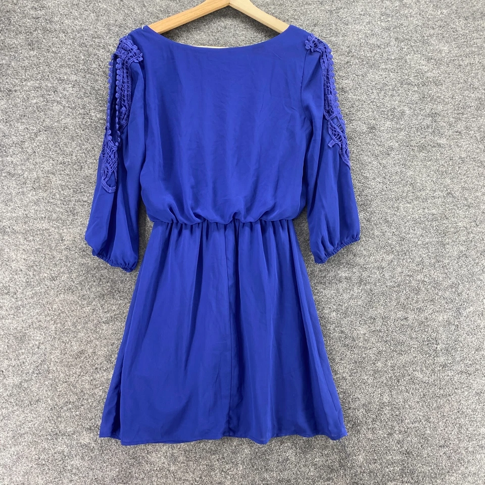 Vestido Jodi Kristopher Mujer XS Azul Vaina Corto Hombro Frío Manga 3/4 Forrado Foto 2 de 4