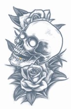 Skull  Roses Tinsley Transfers Prison Temporary Tattoo