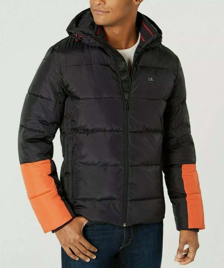 Calvin Klein Mens Black Orange Puffer 