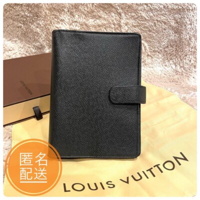 AUTH LOUIS VUITTON Taiga Black Agenda MM Day Planner Cover