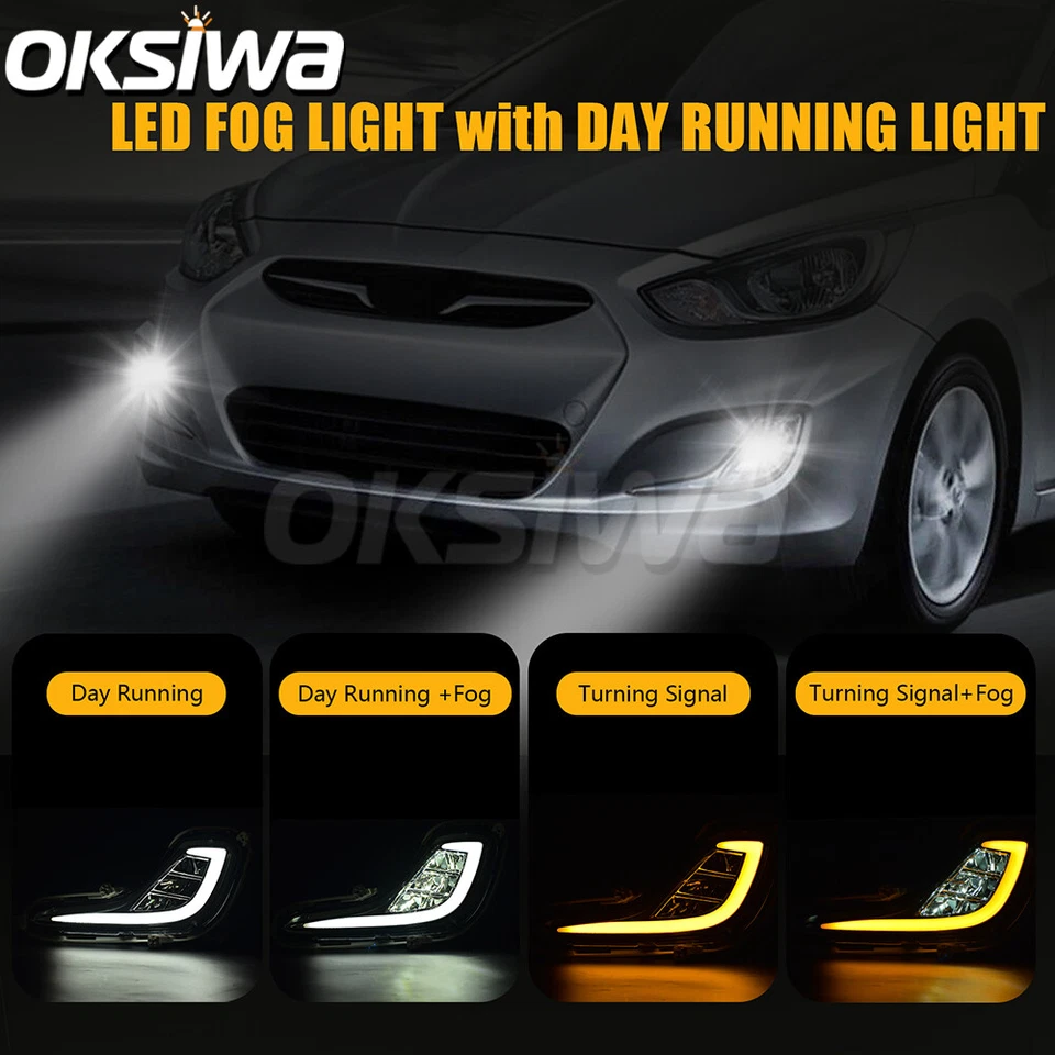 Luces antiniebla LED + DRL para Hyundai Accent 2012-17 sedán/hatchback lámpara de parachoques delantero Foto 2 de 4