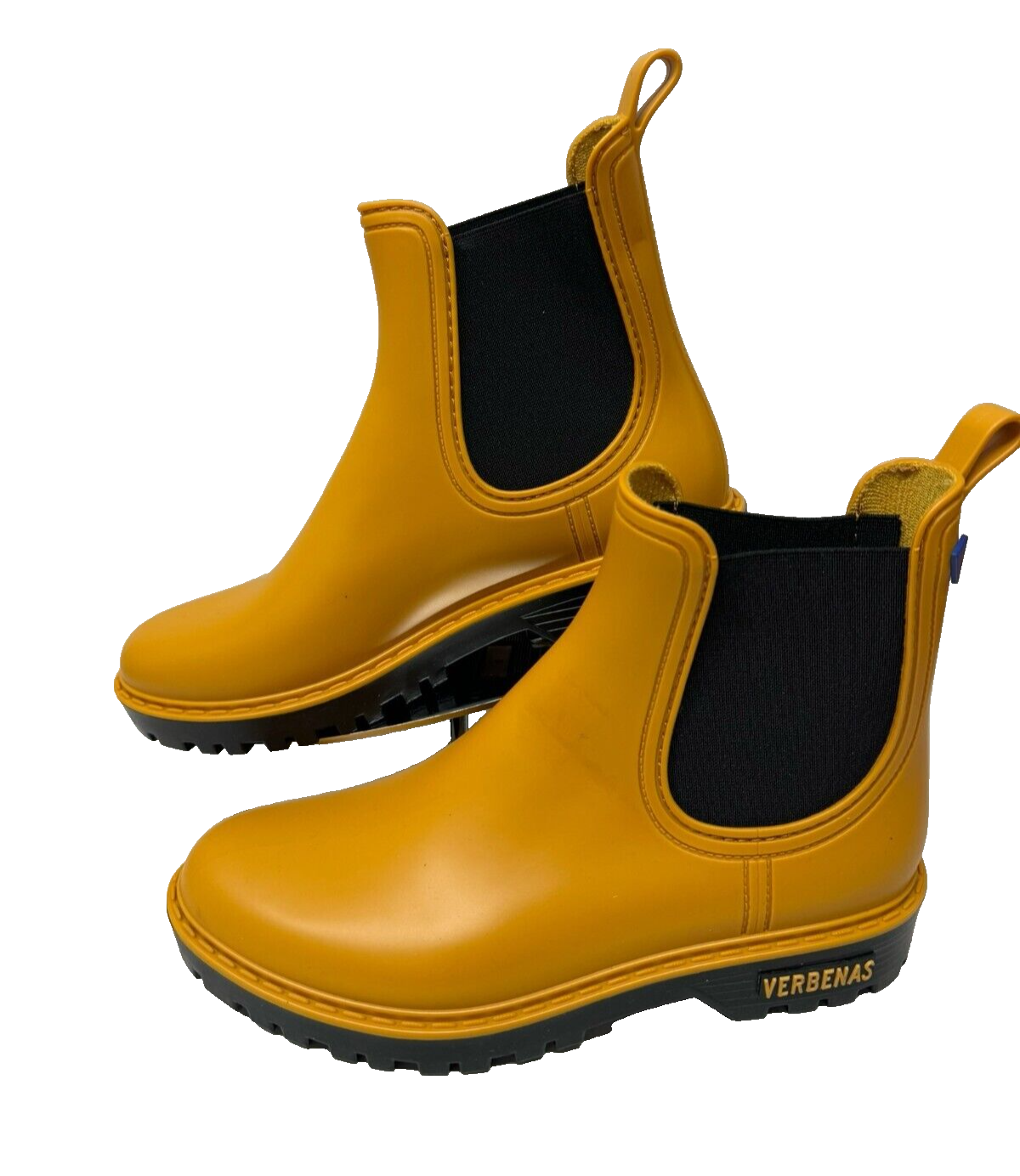 Verbenas Rain Boots Black Mustard Size 37EU 7US New C-122 Made in Spain-image