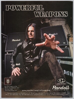 2003 RANDALL Amplifiers and Cabinets DAN DONEGAN of Disturbed Vintage Print Ad