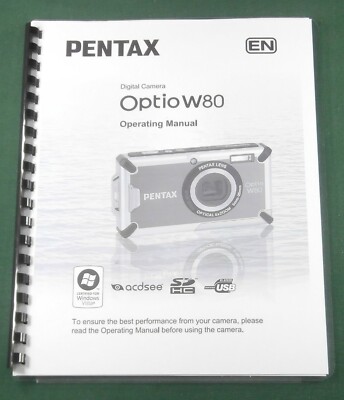 Pentax Optio W80 Operating Manual: 280 Pages & Protective Covers!