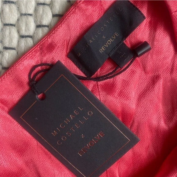 PALM ANGELS Abito lungo Michael Costello Heather in Siena bruciata taglia small nuovo con etichette $328