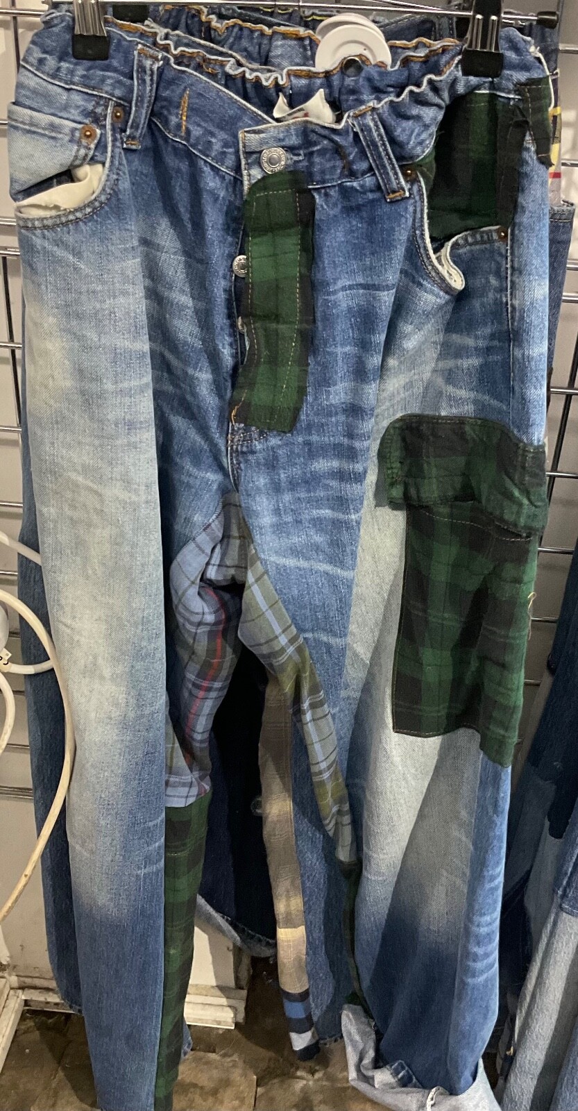 Random Vintage Upcycled Patchwork Flannel Jeans R… - image 9