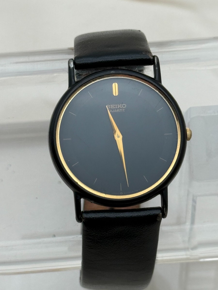 Seiko 5Y30-7039 32mm Quartz Black Dial Minimalist Slim Dress Watch