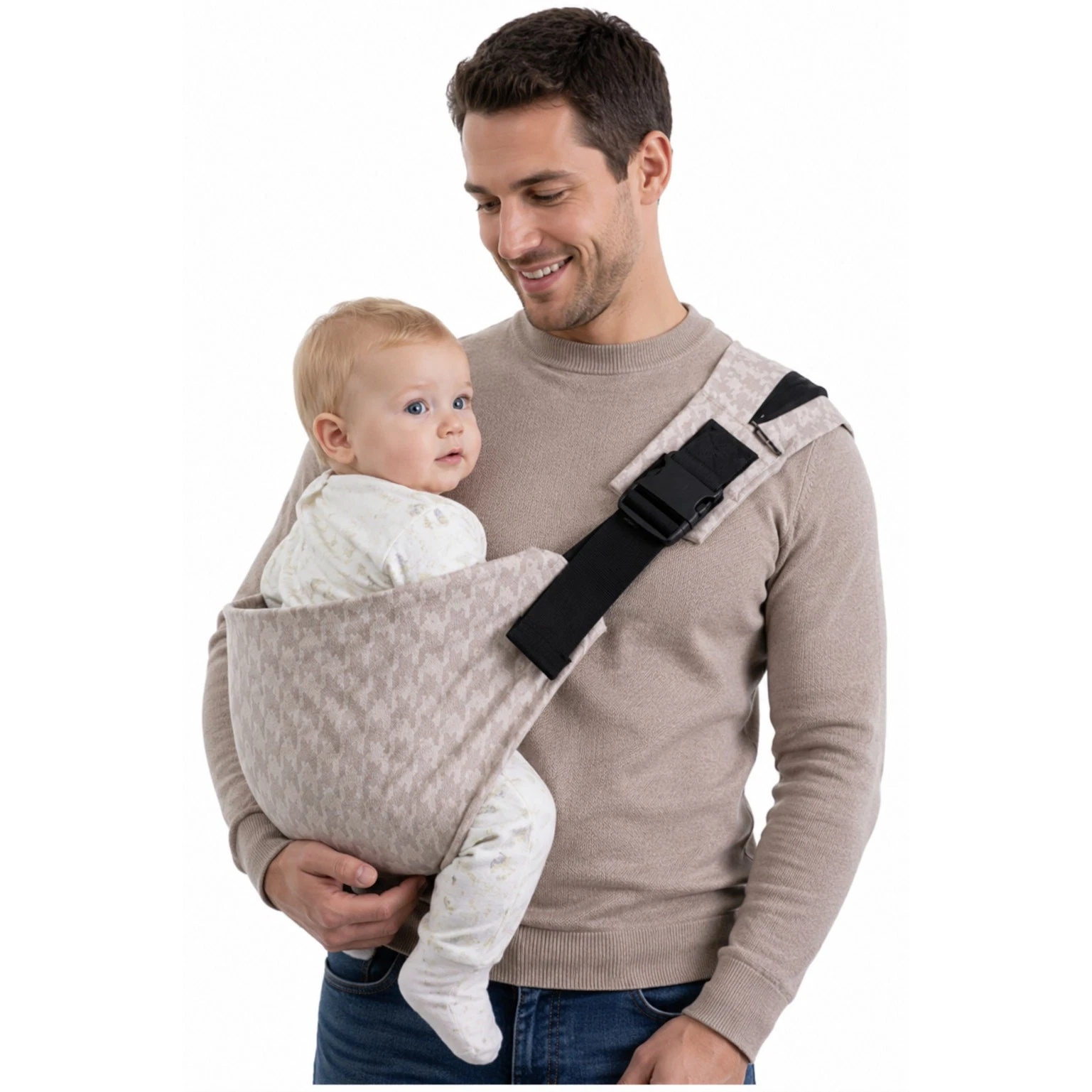 Lujifo Khaki Houndstooth Baby Sling Carrier