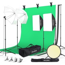 Photography Lighting Kit, 8.5x10ft Photo Backdrops Stands with 6x9ft Green Sc...