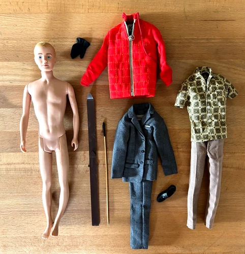 Vintage 1960 Mattel Ken Doll w/ Mattel Clothing & Accessories