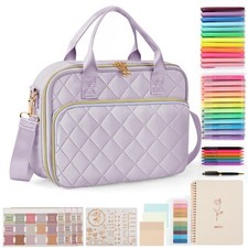 Bible Journaling Kit Quilted Case, 31 Highlighters, 75 Tabs, Christian Gift