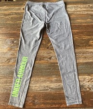 Under Armor Women  s Legging Word Mark Logo On Back Of Leg Gray/Green Large