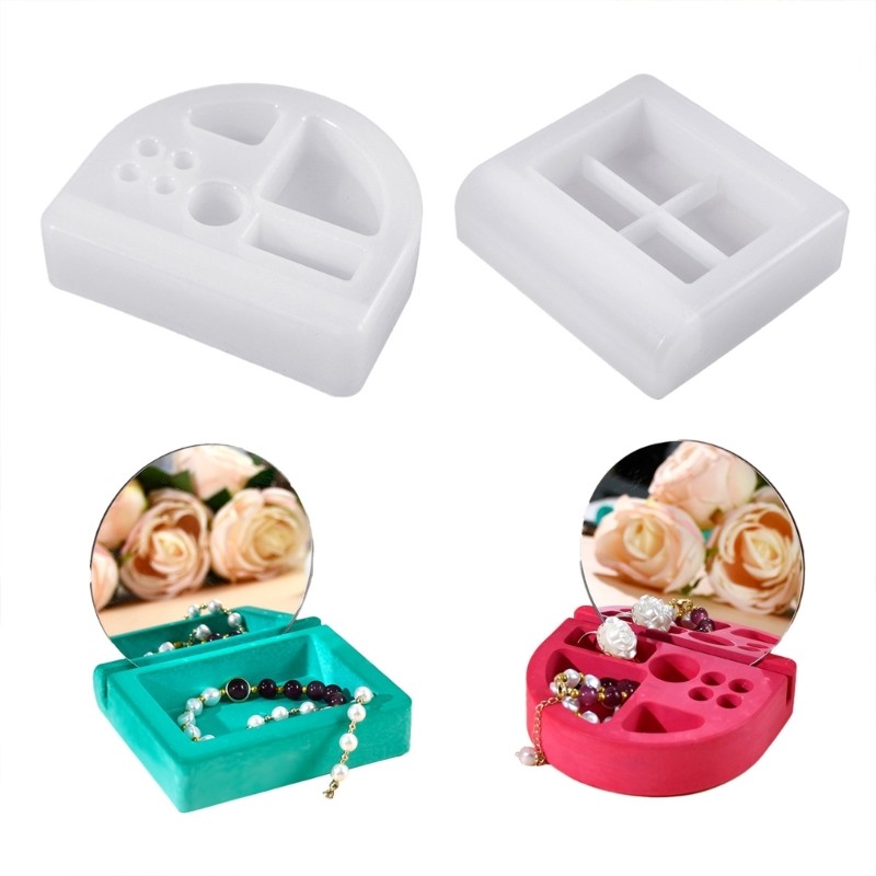 Flexible Silicone Square Semicircle Storage Box Mold for Jewelry Organizer