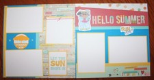 Summer scra pbook pages 2, each 12 x 12 handmade assembled Swimming, vacation