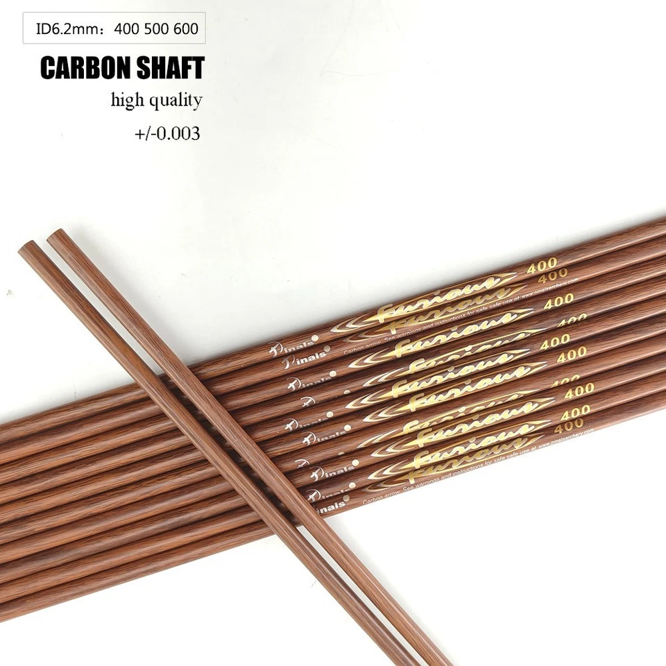 12Pcs Archery ID6.2mm Wooden Skin Carbon Arrow Shaft 32in Spine400 500 600 Hunt - Image 2 of 4