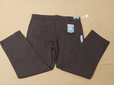 Mens New IZOD Khaki Dress Pants 38x30 40x30 Gray Slack Chino Trouser