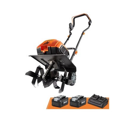 LawnMaster Brushless 48V MAX Cordless Tiller Cultivator with 2X MAX 24V 4.0ah...