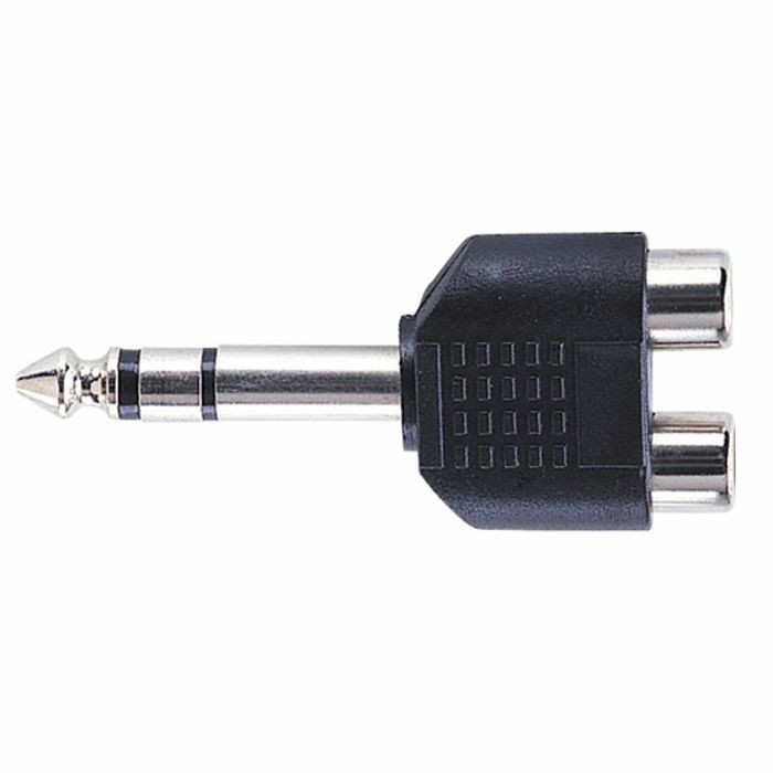 Electrovision 6.35mm Stereo TRS Jack Plug To 2x RCA Sockets Adapter