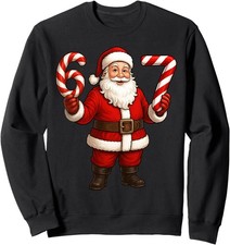 Funny Christmas Santa 67 Candy Cane Santa Claus Unisex Crewneck Sweatshirt