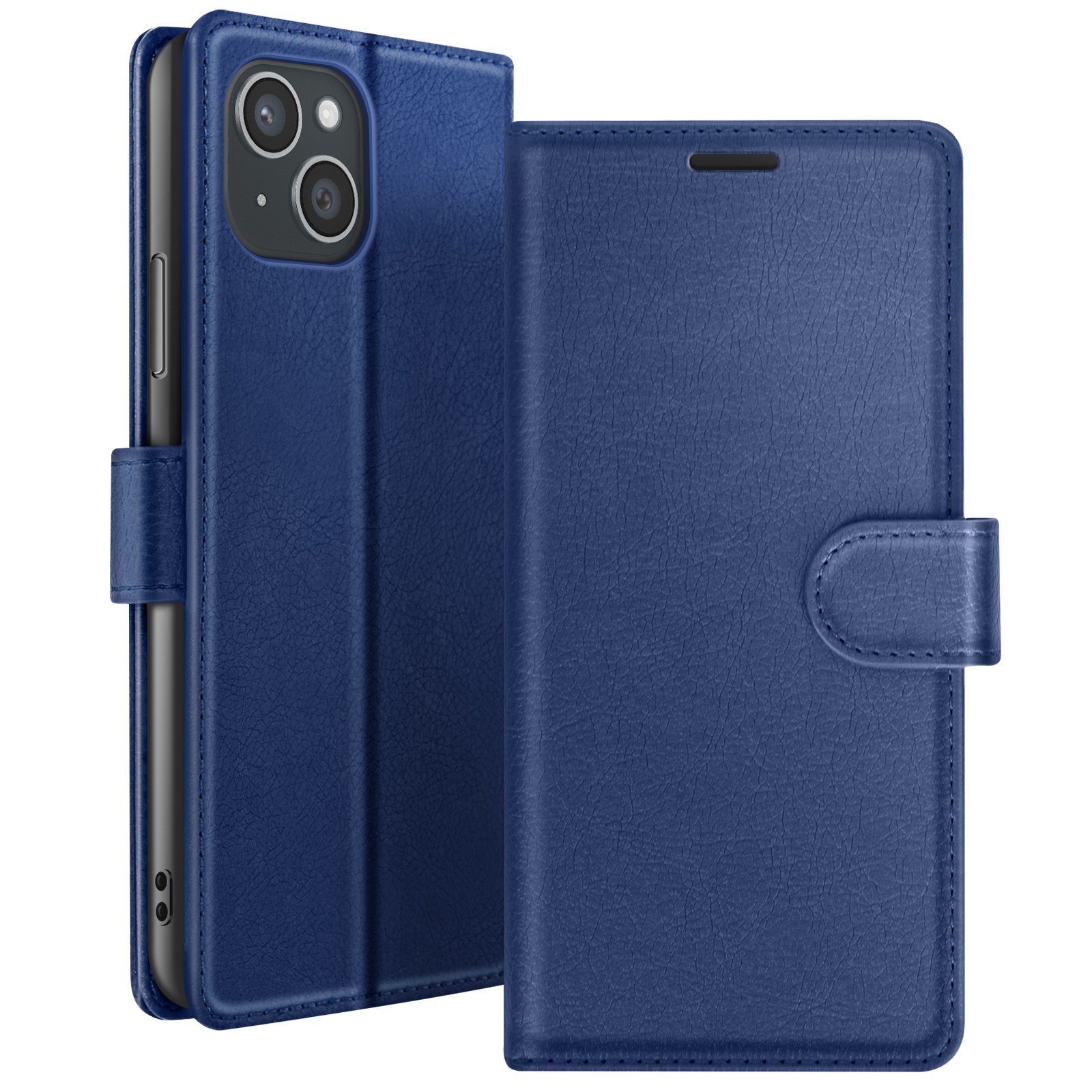 Protection iPhone 15 Plus Portefeuille Cuir Support et Sangle Zanaé