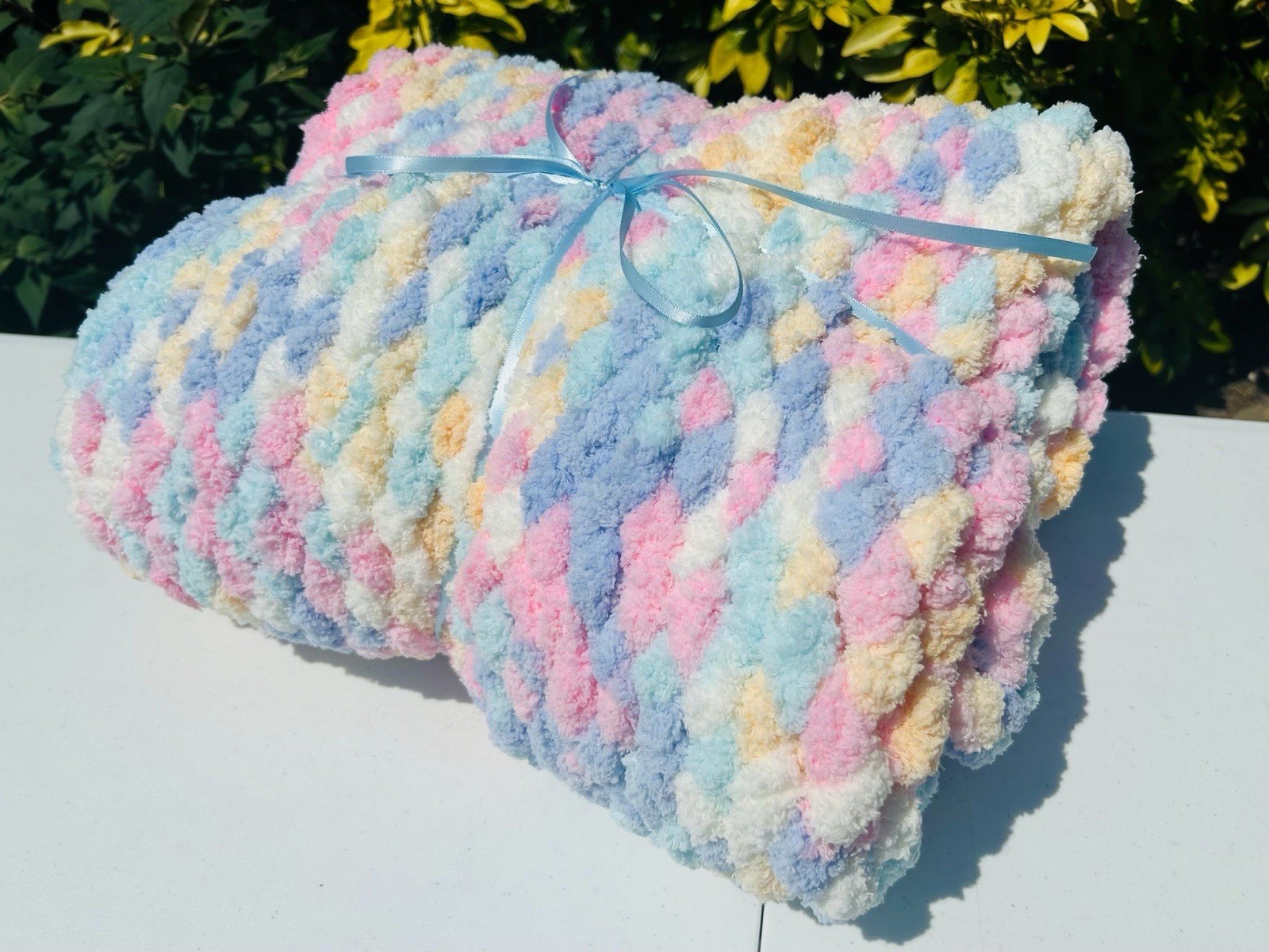 Hand Knitted Blanket /Throw