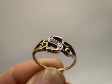 9ct Gold and Diamond Set S Initial Ring Fully Hallmarked 4g Weight 18mm wide