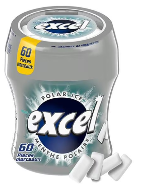 EXCEL, Polar Ice Flavored Sugar Free Chewing Gum, 60 Pieces, 1