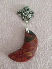 Multiclored Crescent Moon Natural stone pendant with chain