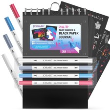 Black Sketchbook Set 5.5" x 8.5" 100GSM Aicd-35 Sheets Black Sketchbook 4 D...