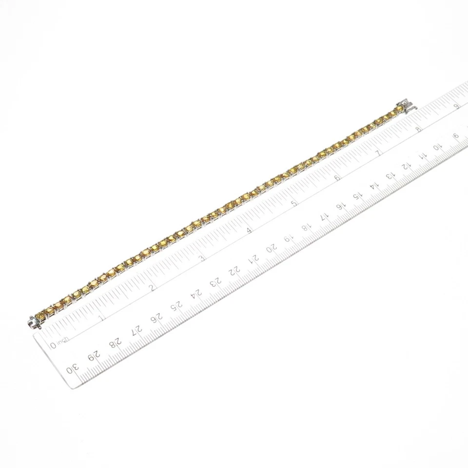 Brazalete de eslabones de tenis de zafiro amarillo real de plata esterlina CHUCK CLEMENCY 8" Foto 2 de 4