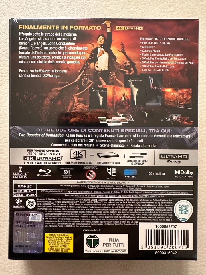 Cofanetto 4K UHD + Blu ray "CONSTANTINE" UCE Steelbook, edizione italiana, NUOVO - Immagine 2 di 3
