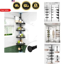 Corner Shower Caddy Tension Pole Rustproof Stainless Steel 4-Tier Shelves