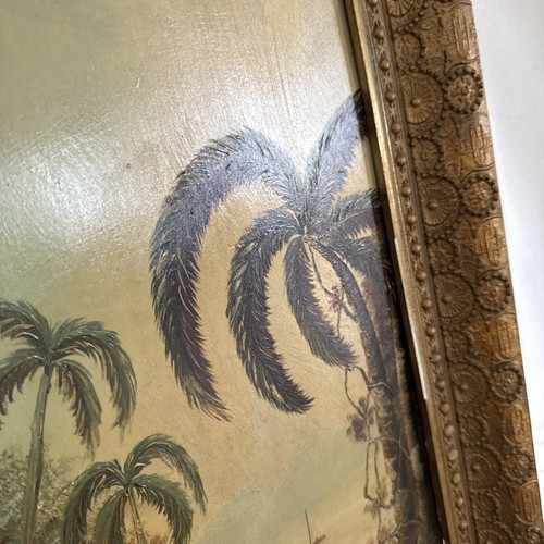 Pintura de palmera de arte tropical sin firmar en marco de madera 17 x 10 - Imagen 8 de 24