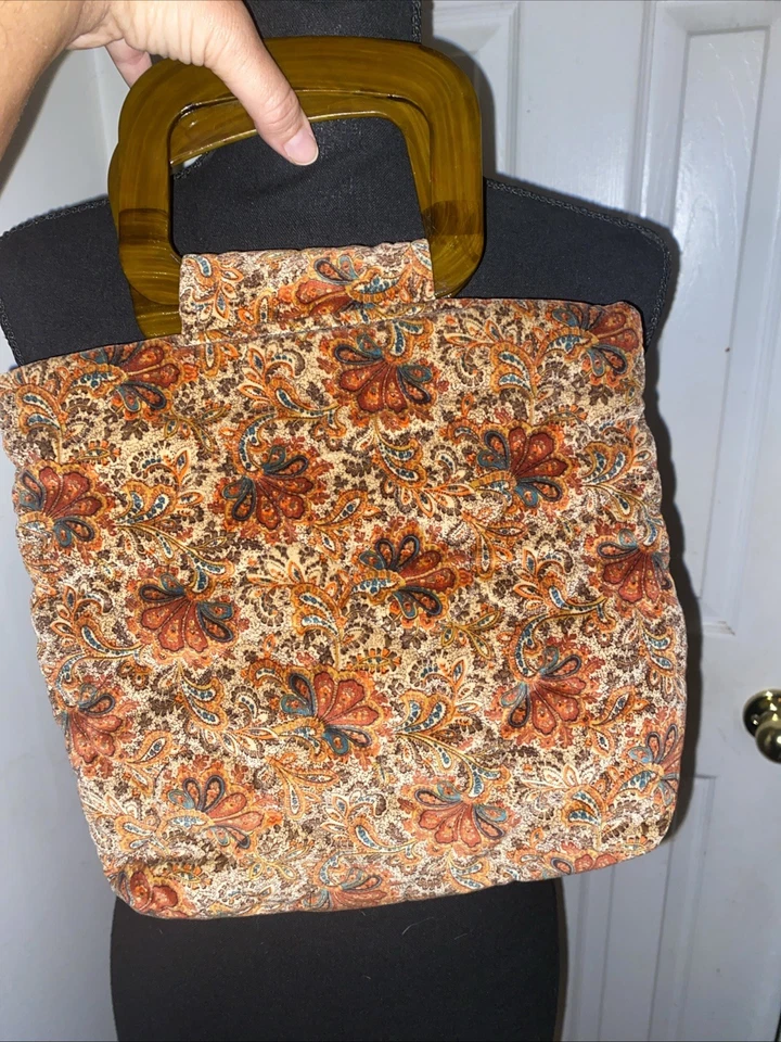 Bolso de Mano Vintage Años 70 Terciopelo Floral 11 x 11 Foto 2 de 4