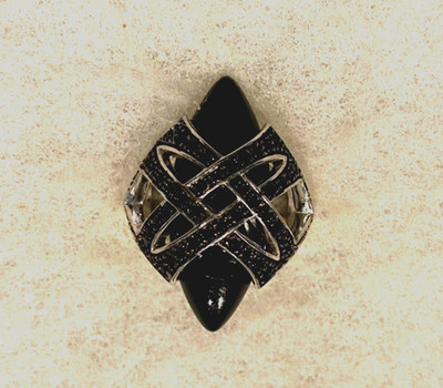 Sterling Guess 925 Onyx Ring  with Black CZ's  Size 7  -  14.7  Grams