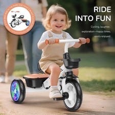 Kids Trike Adjustable Seat Basket Pedal Toddlers Tricycle Black 2 to 5 Years