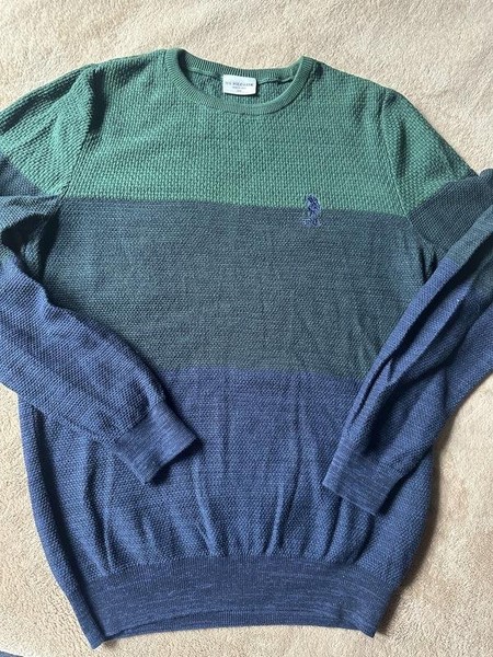 Men Polo Ralph Lauren Sweater Navy Cotton S #CJ9D