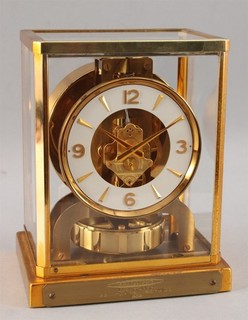 Vintage Classic Modernist LeCoultre Caliber 526 5 Gold Gilt 15 Jewel Atmos Clock
