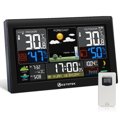 Wireless Weather Station with Outfdoor Sensor 8.8'' LCD Digital Thermometer H...