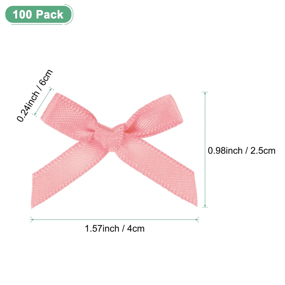 100-Pack Mini Craft Ribbon Bow 1.6x1 Inch for Craft DIY[Medium Pink] Foto 3 de 4