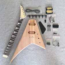 V shaped DIY Electric Guitar Kit Mahogany Body HH Humbucker Maple neck BK part