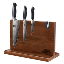 SHAN ZU 3PCS Kitchen Knife Set Japanese Knives Set with Magnetic Knife Holder