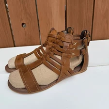 Roan Women's Brown Gladiator Sandals Size 8 Genuine Leather Strappy Open Toe 